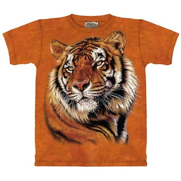 Tiger Down Mountain Painting Boys Print Graphic Tee Short Sleeve T-Shirt 